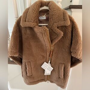 Max Mara Biker Jacket Cape in Teddy Fabric